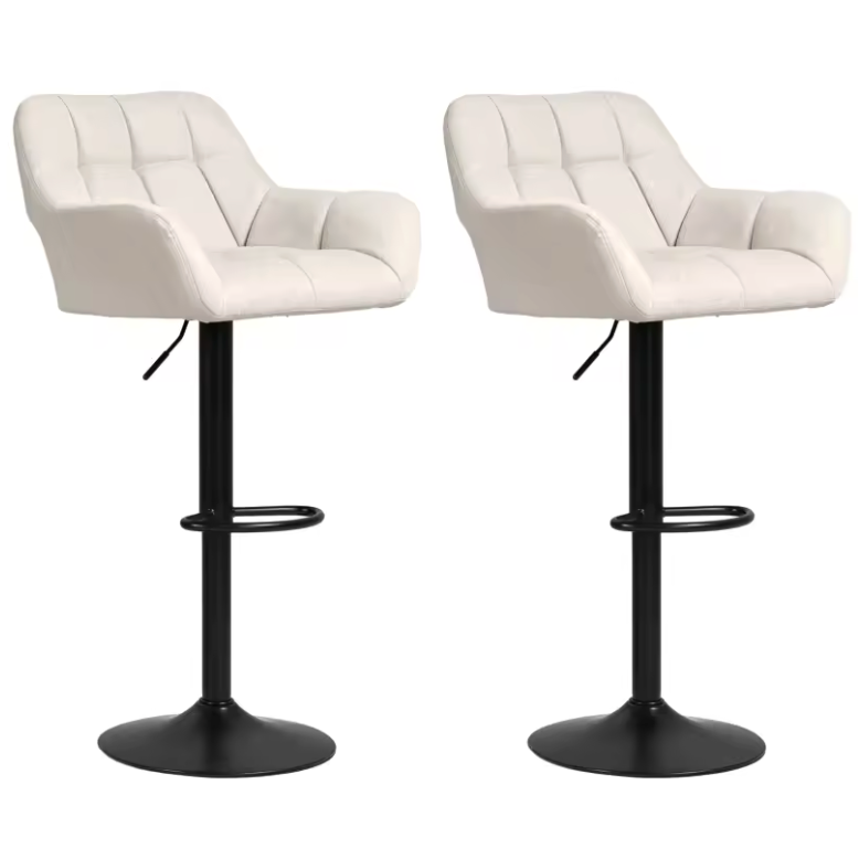 Tabouret de Bar Simili Cuir Crème – Elio