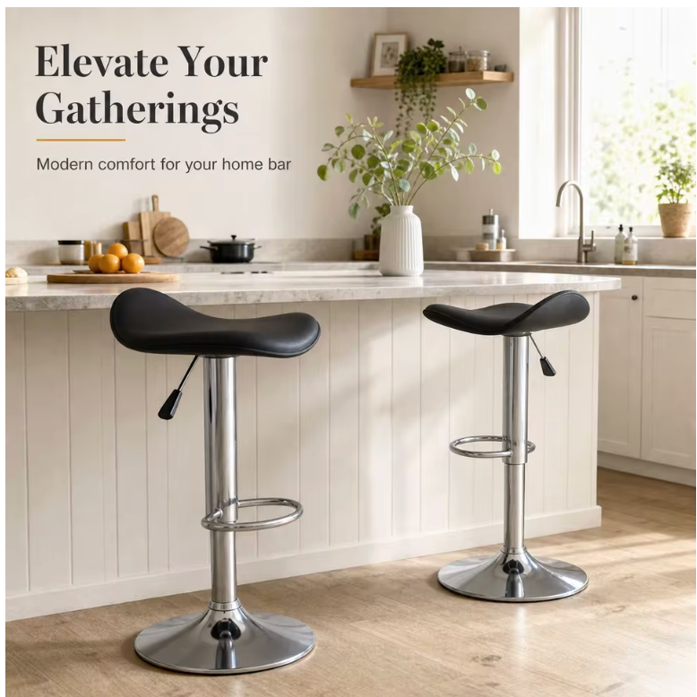 Tabouret de Bar Simili Cuir Noir – Milo