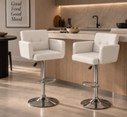 Tabouret de Bar Simili Cuir Blanc – Monaco