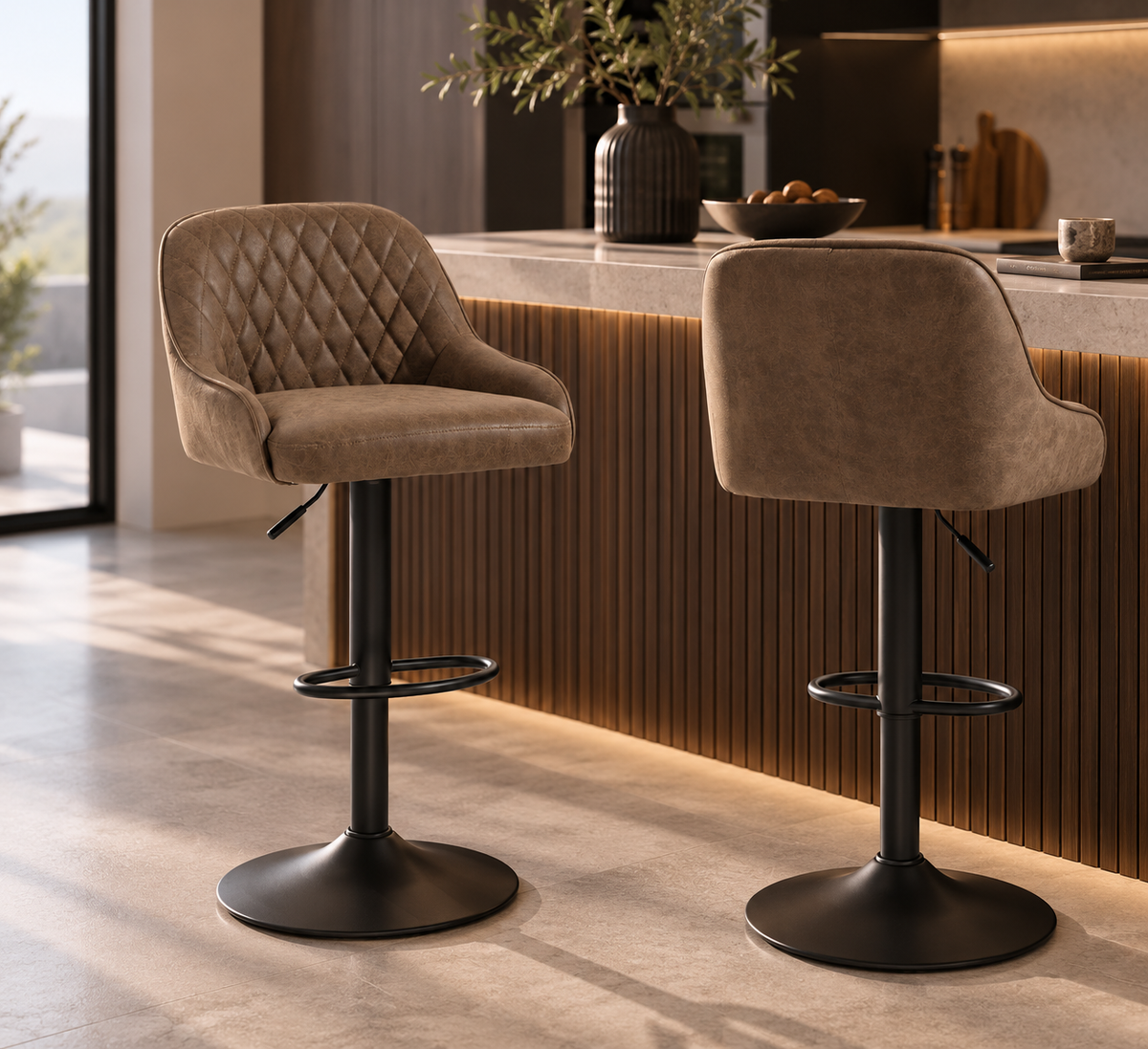 Tabouret de Bar Simili Cuir Marron – Dakota
