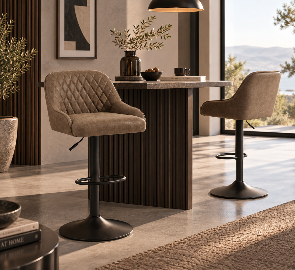 Tabouret de Bar Simili Cuir Marron – Dakota