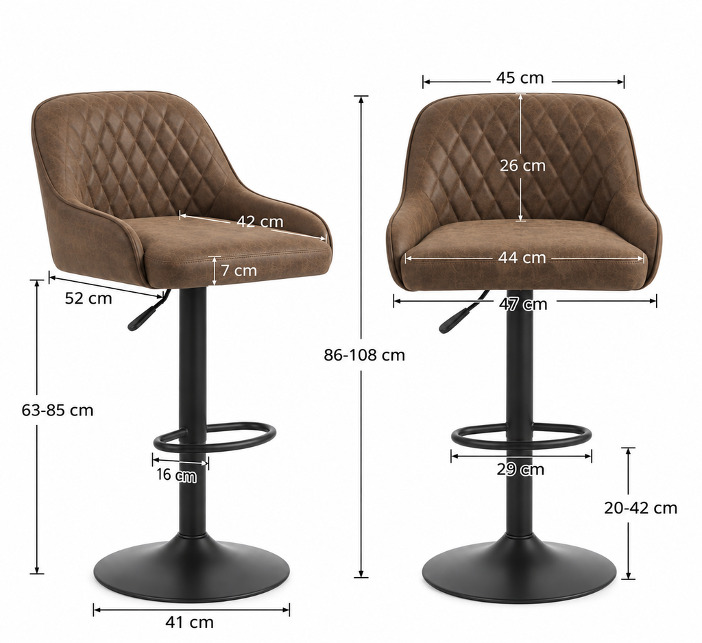 Tabouret de Bar Simili Cuir Marron – Dakota
