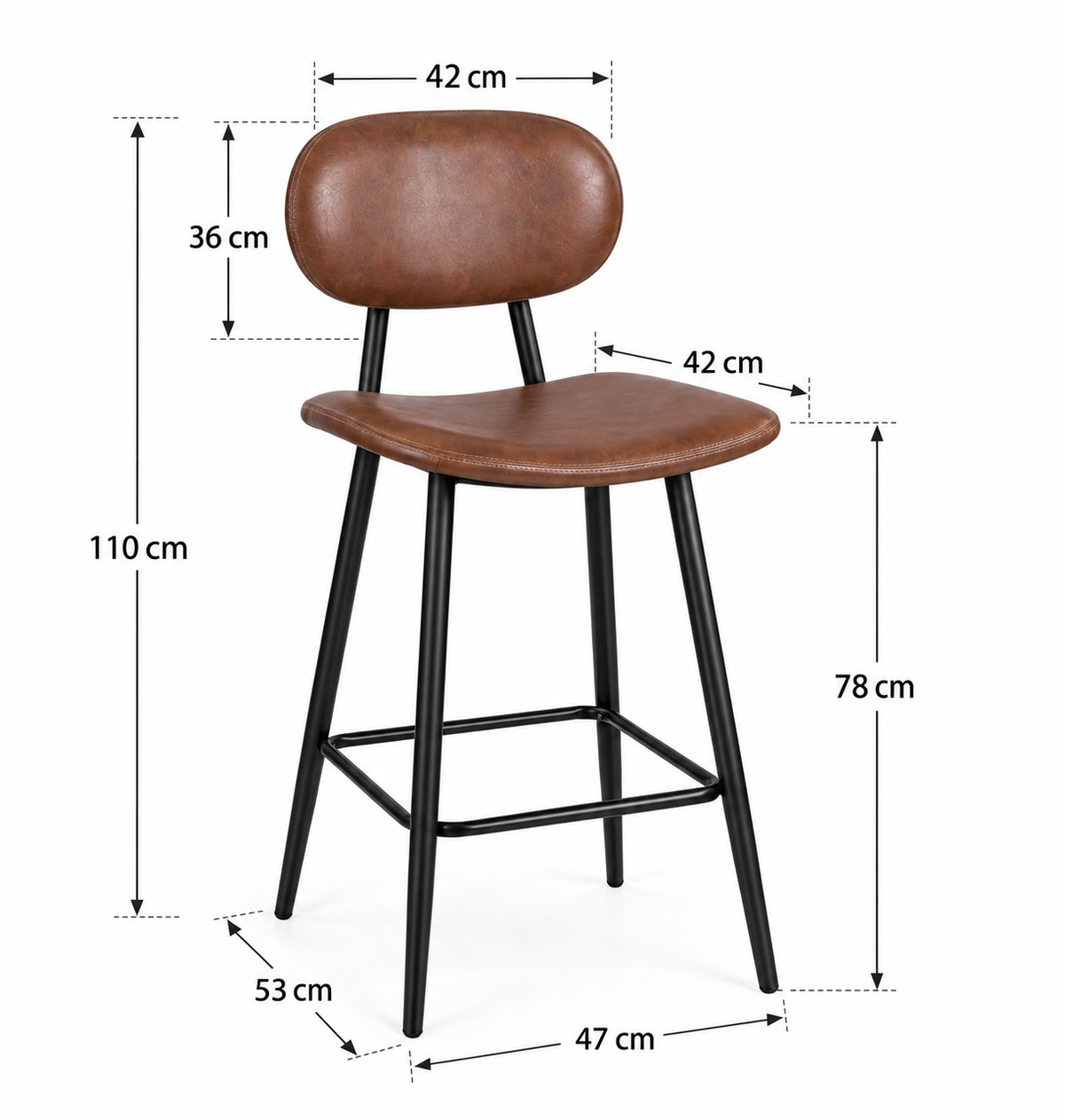 Tabouret de Bar Simili Cuir Marron – Denver
