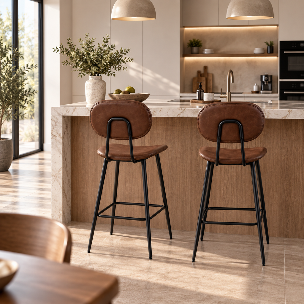 Tabouret de Bar Simili Cuir Marron – Denver