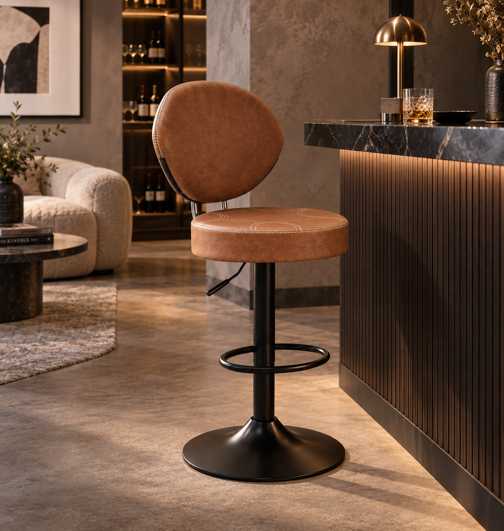 Tabouret de Bar Simili Cuir Marron – Dallas