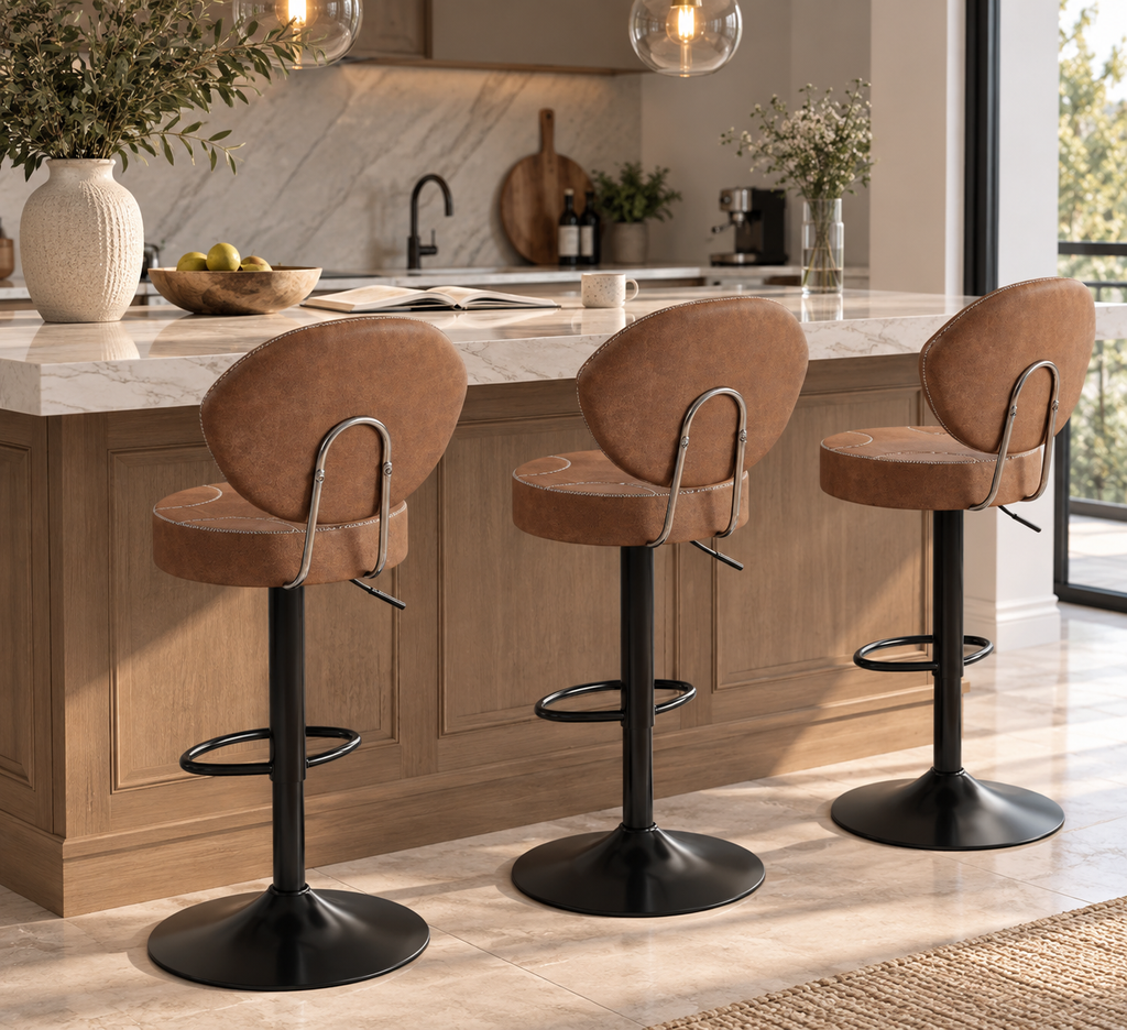 Tabouret de Bar Simili Cuir Marron – Dallas