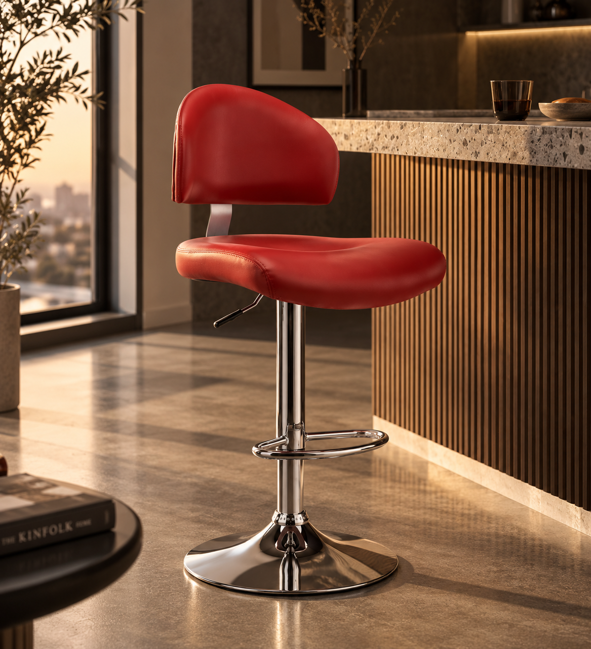 Tabouret de Bar Simili Cuir Rouge – Milan