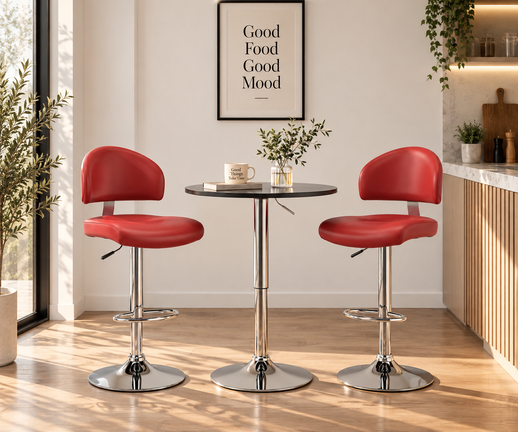 Tabouret de Bar Simili Cuir Rouge – Milan