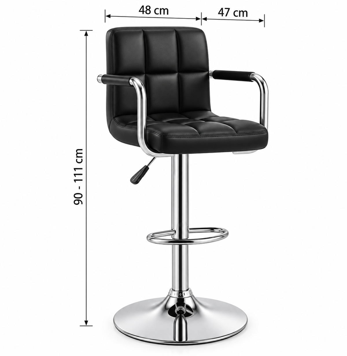 Tabouret de Bar Simili Cuir Noir – Verona