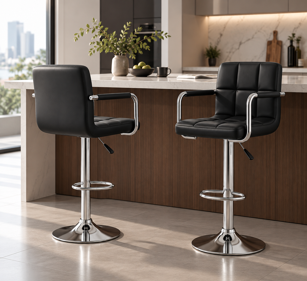 Tabouret de Bar Simili Cuir Noir – Verona