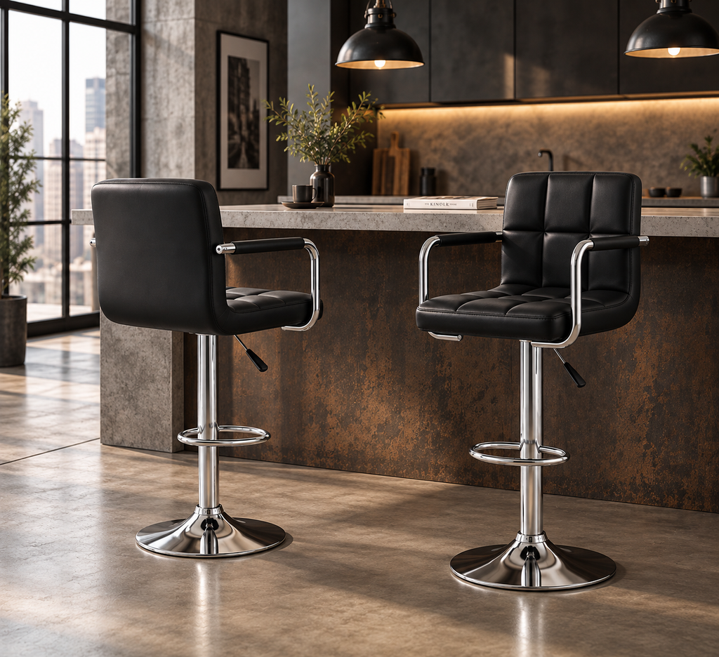 Tabouret de Bar Simili Cuir Noir – Verona