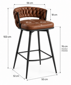 Tabouret de Bar Simili Cuir Marron – Torino