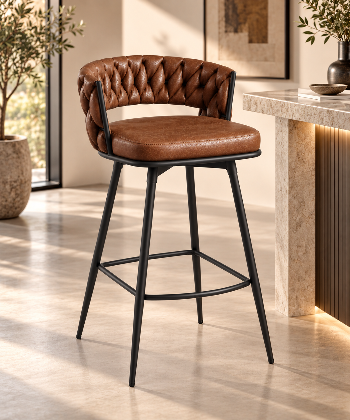 Tabouret de Bar Simili Cuir Marron – Torino