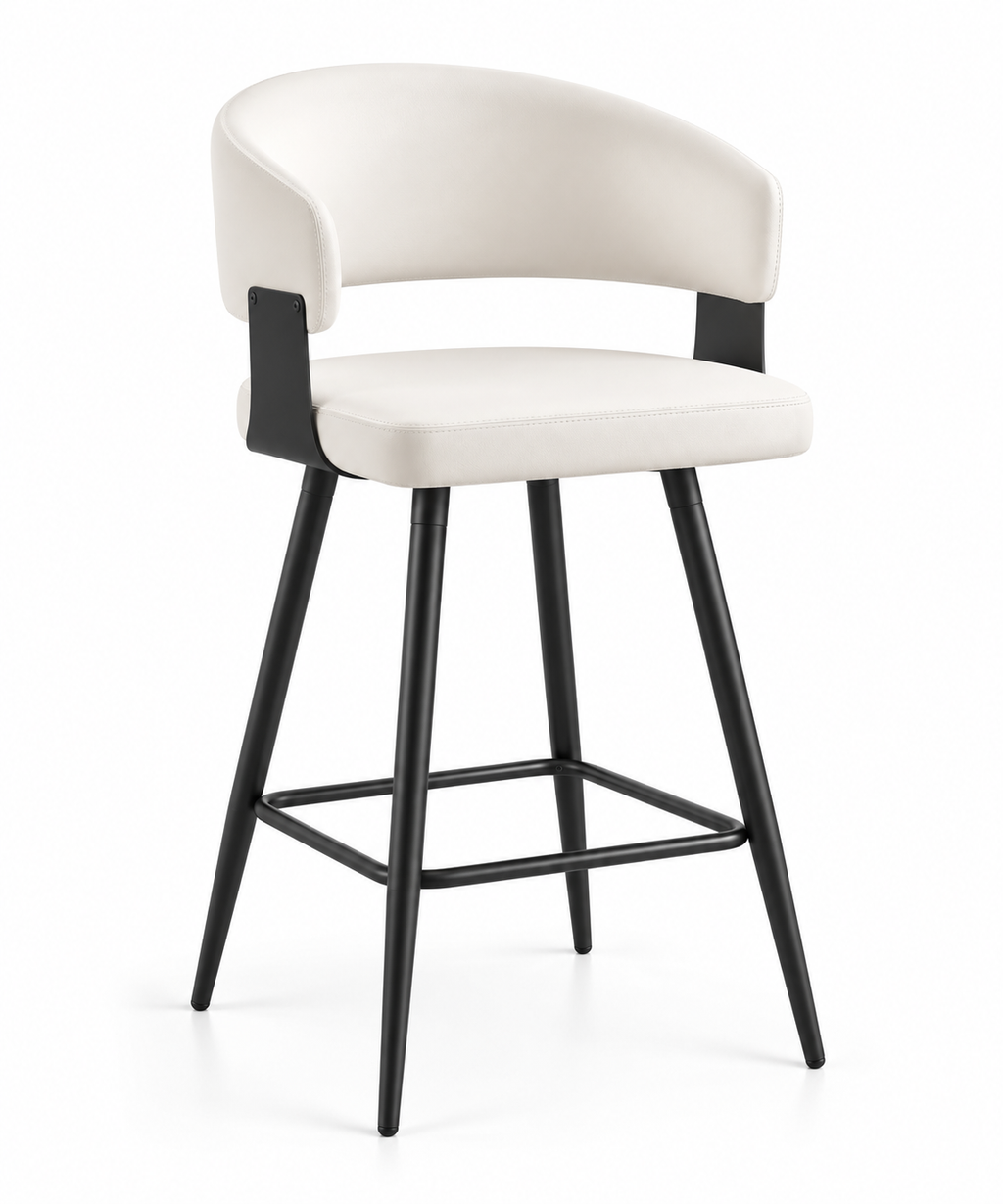 Tabouret de Bar Simili Cuir Blanc – Capri