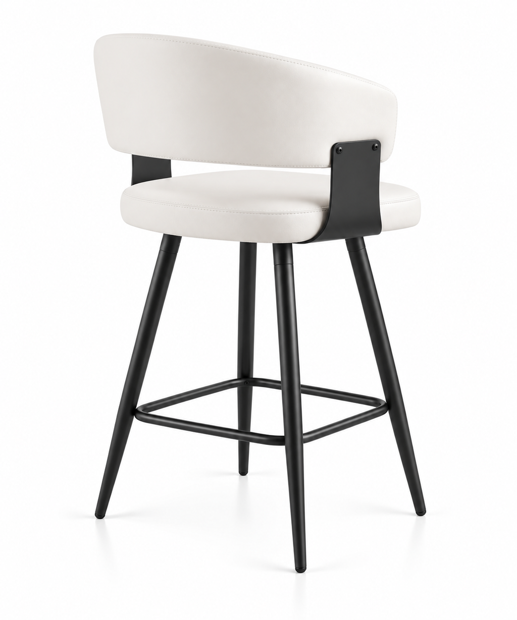 Tabouret de Bar Simili Cuir Blanc – Capri