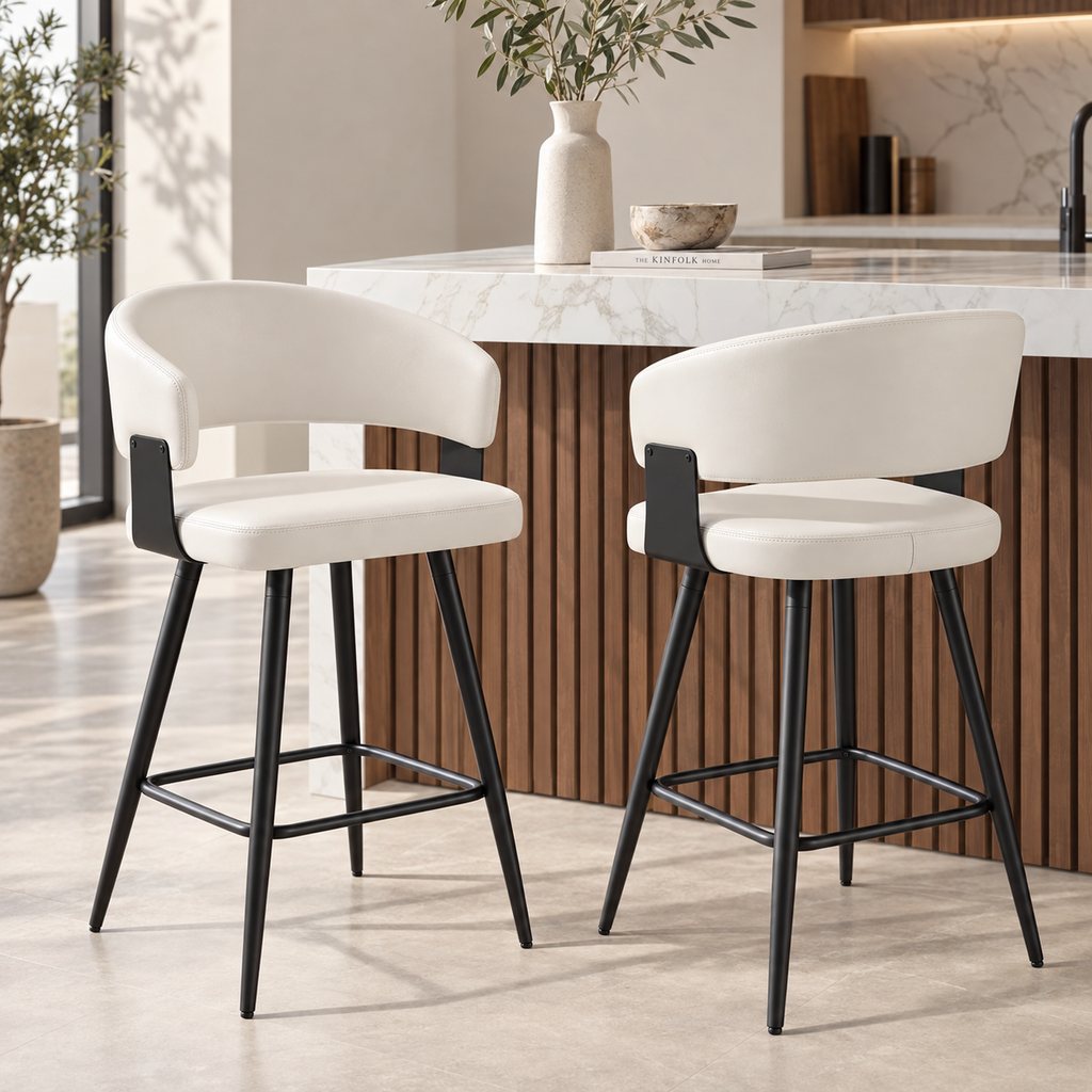 Tabouret de Bar Simili Cuir Blanc – Capri