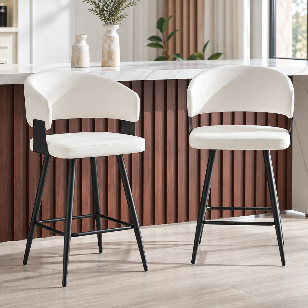 Tabouret de Bar Simili Cuir Blanc – Capri