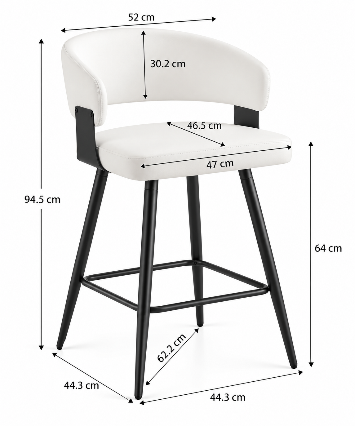 Tabouret de Bar Simili Cuir Blanc – Capri