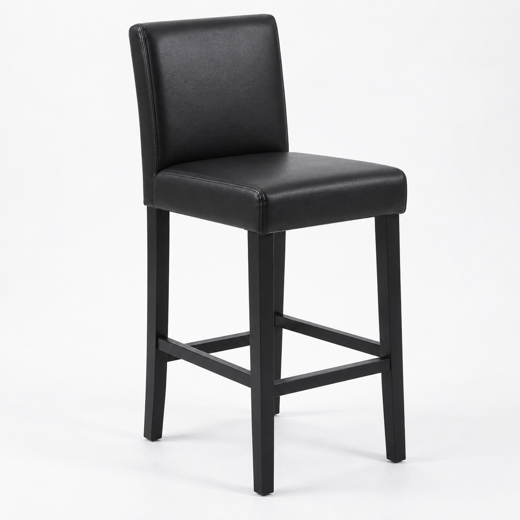 Tabouret de Bar Simili Cuir Noir – Oxford