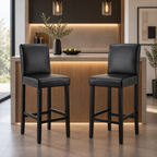 Tabouret de Bar Simili Cuir Noir – Oxford