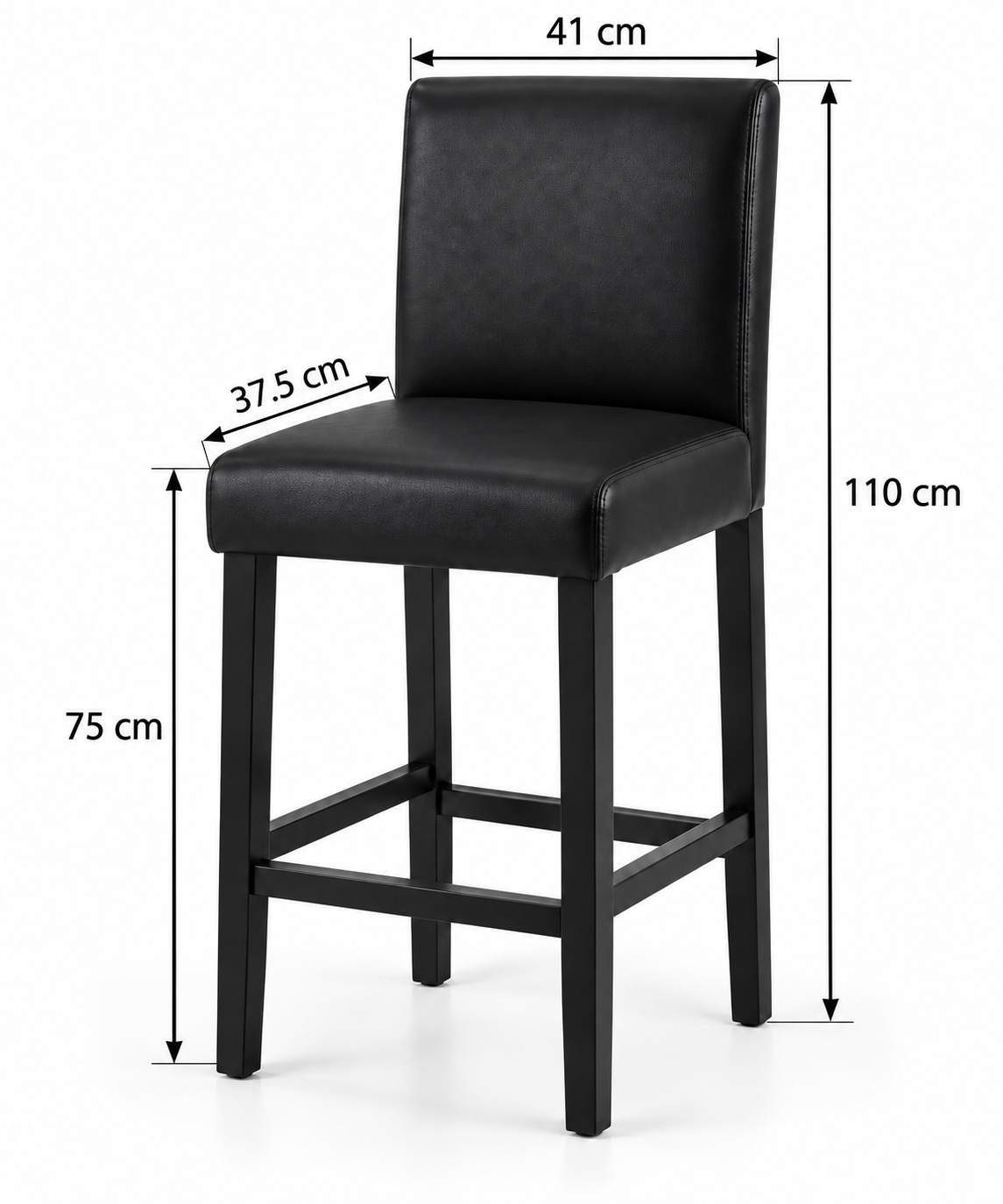 Tabouret de Bar Simili Cuir Noir – Oxford