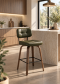 Tabouret de Bar en Bois et Simili Cuir Vert – Malmö