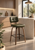 Tabouret de Bar en Bois et Simili Cuir Vert – Malmö