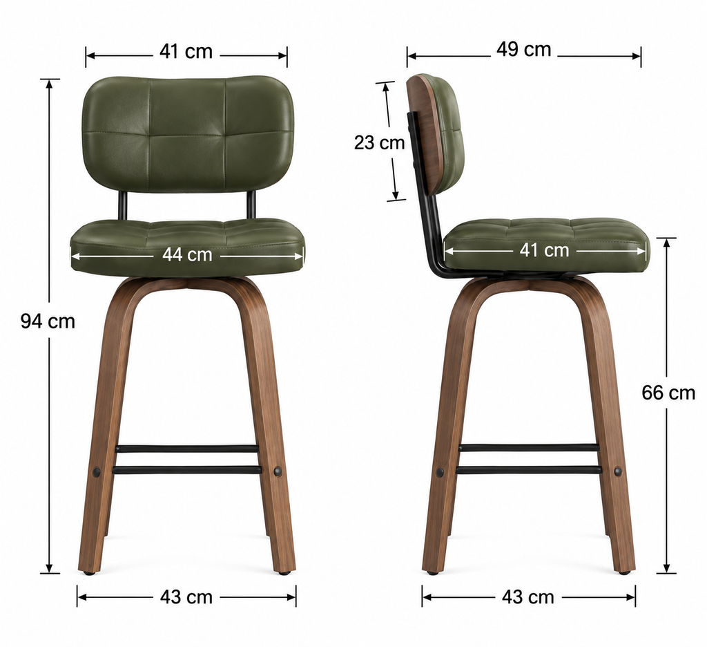 Tabouret de Bar en Bois et Simili Cuir Vert – Malmö