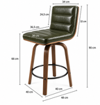Tabouret de Bar en Bois et Simili Cuir Vert – Kyoto