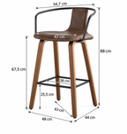 Tabouret de Bar en Bois et Simili Cuir Marron – Porto