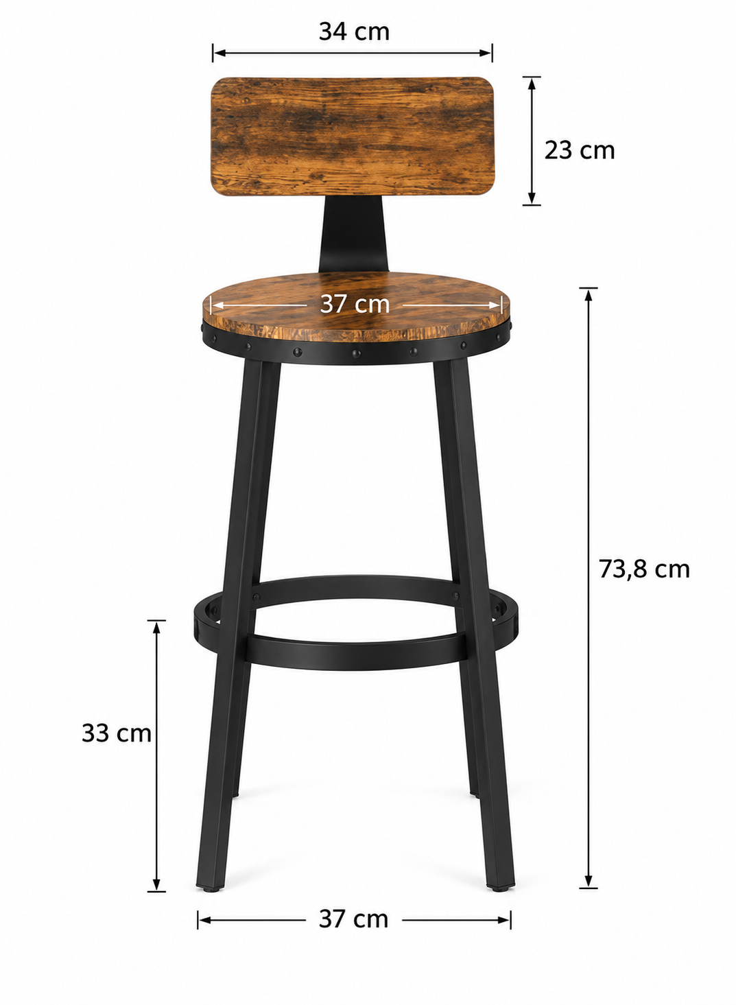 Tabouret de Bar en Bois et Métal – Sheffield