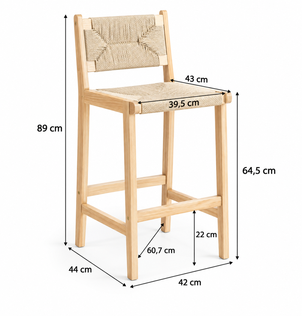 Tabouret de Bar en Bois & Rotin – Palma
