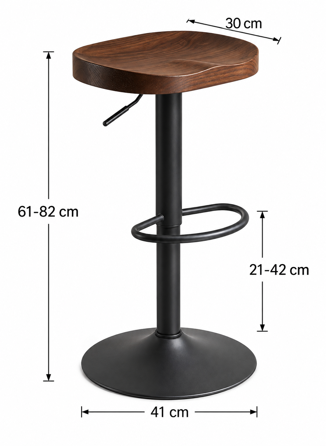 Tabouret de Bar Bois d’Orme Réglable – Riga