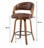 Tabouret de Bar Simili Cuir Marron & Bois – Toledo