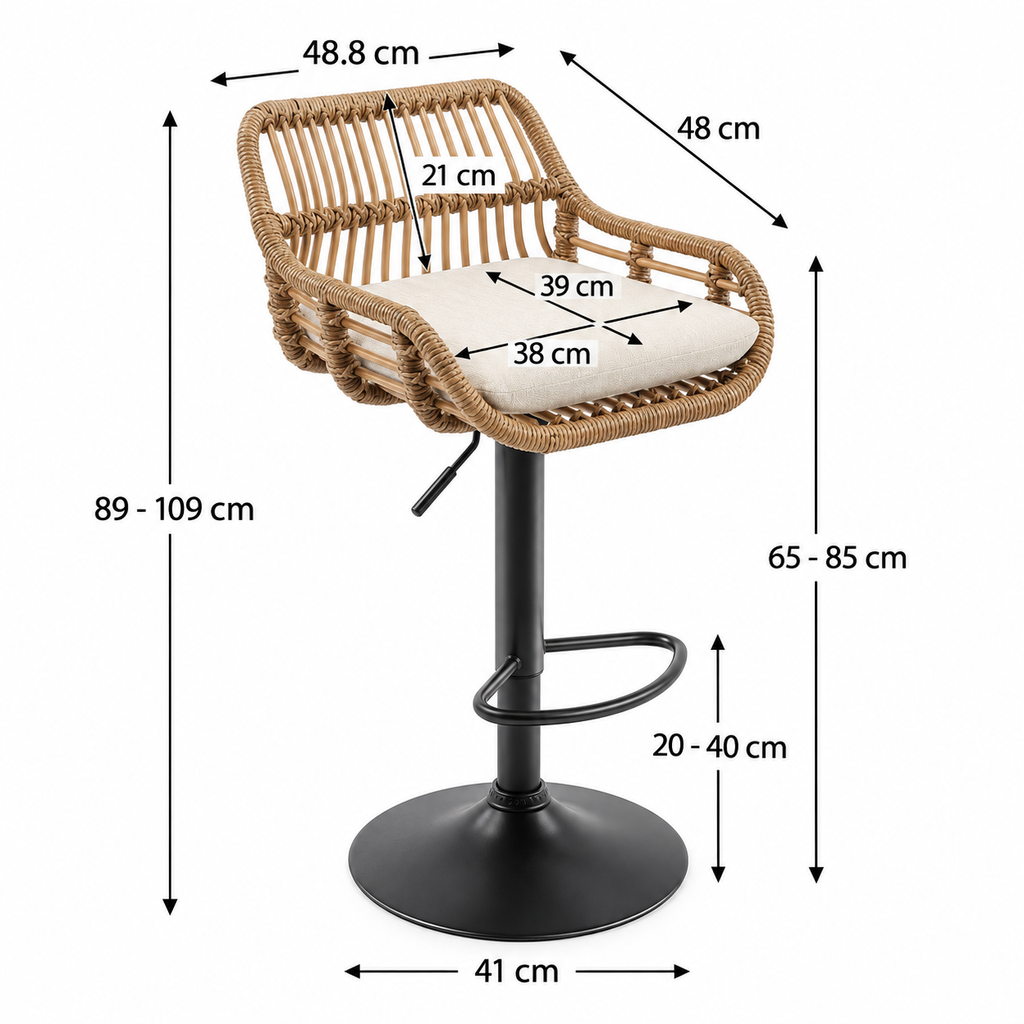 Tabouret de Bar Rotin Naturel Réglable – Java