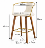 Tabouret de Bar Tissu Crème & Bois – Amalfi