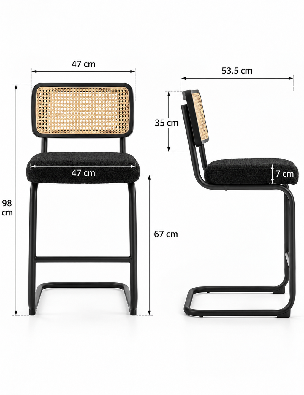 Tabouret de Bar Rotin & Tissu – Valencia
