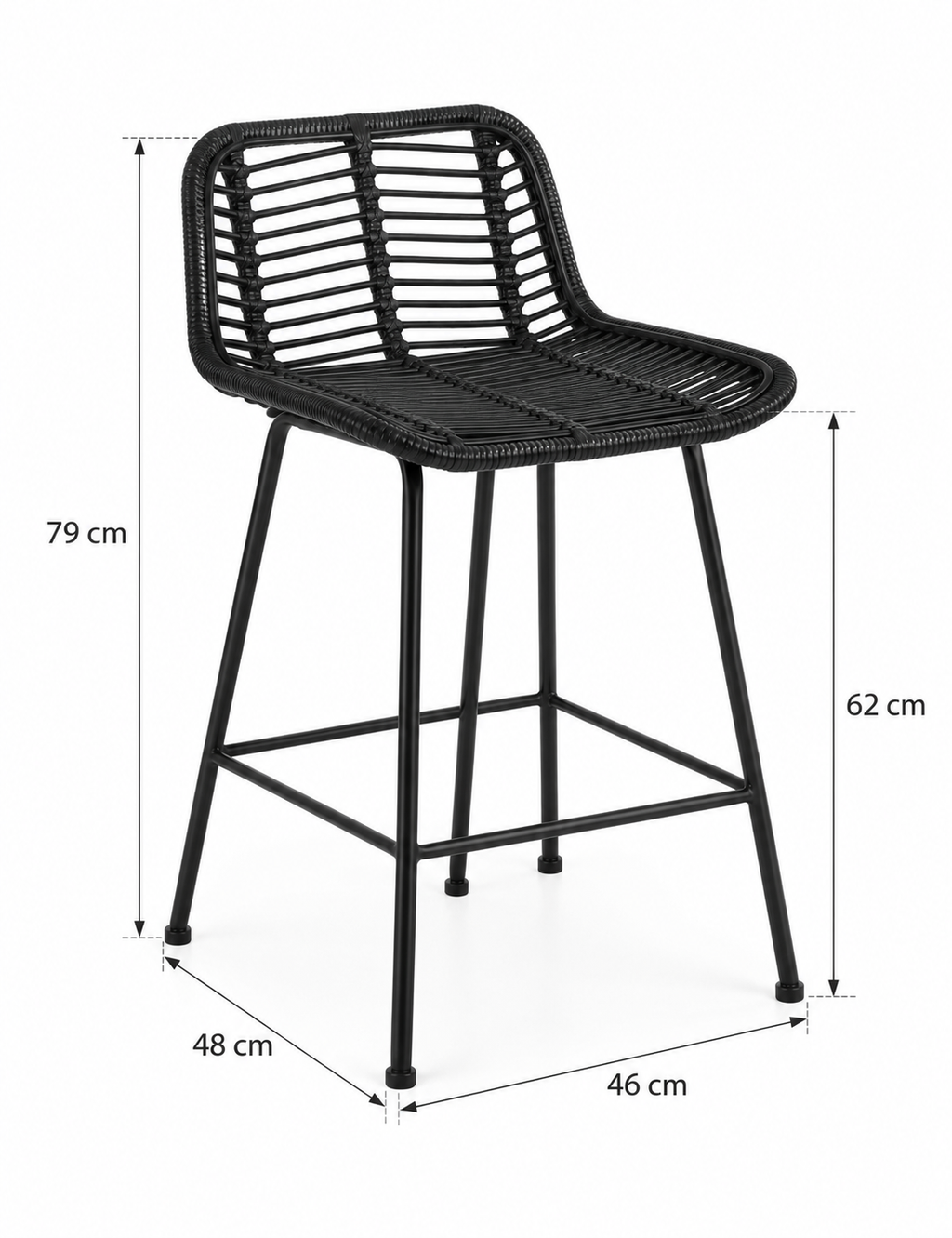 Tabouret de Bar Rotin Noir – Kaïro