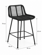 Tabouret de Bar Rotin Noir – Kaïro