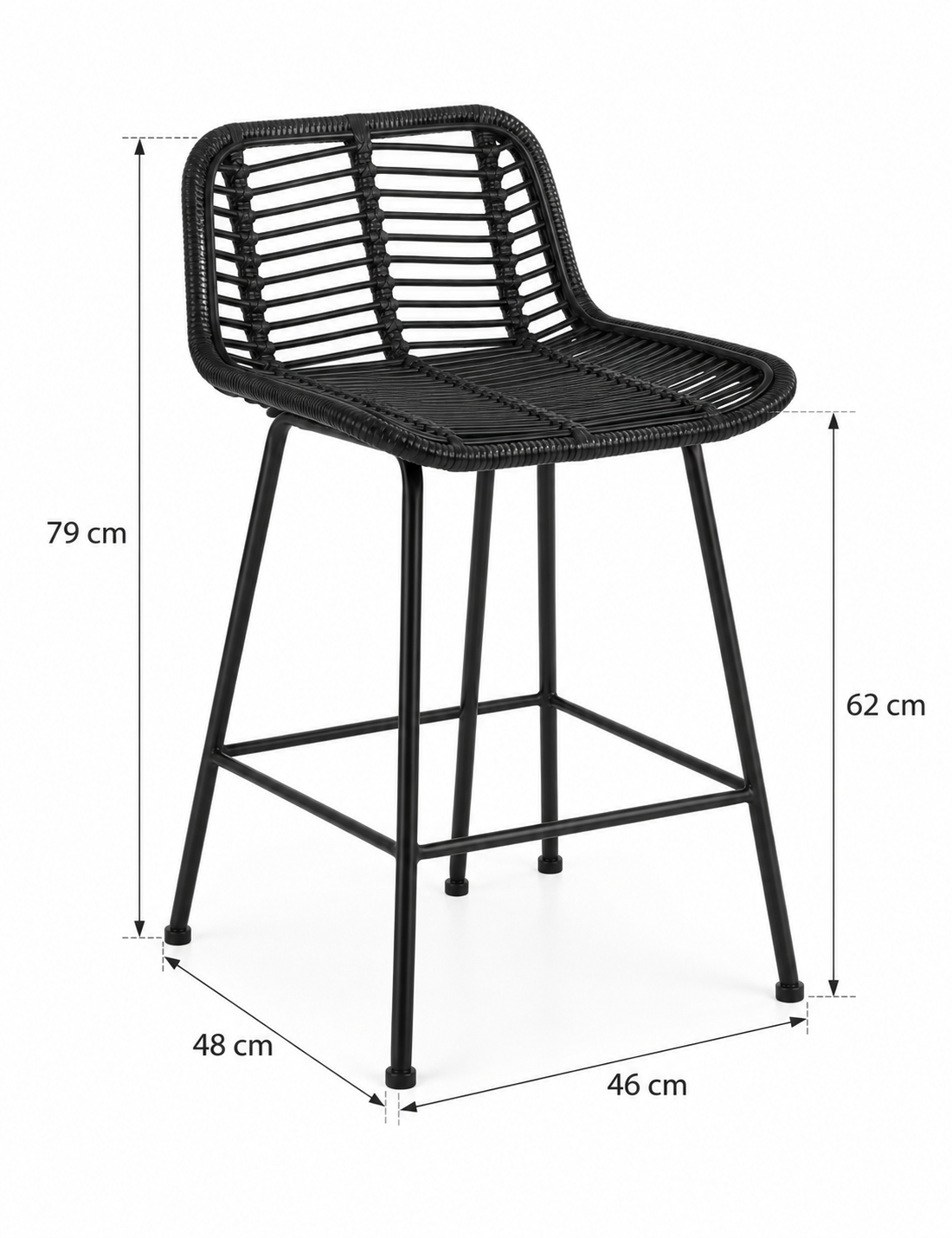 Tabouret de Bar Rotin Noir – Kaïro