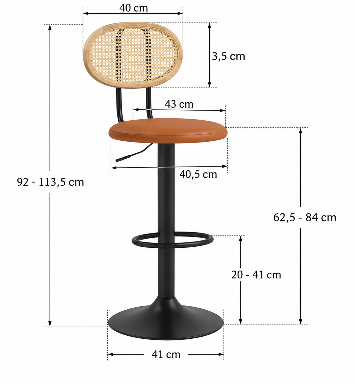 Tabouret de Bar Rotin Réglable – Oria