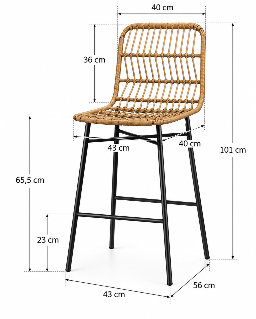 Tabouret de Bar Rotin Tressé – Azura