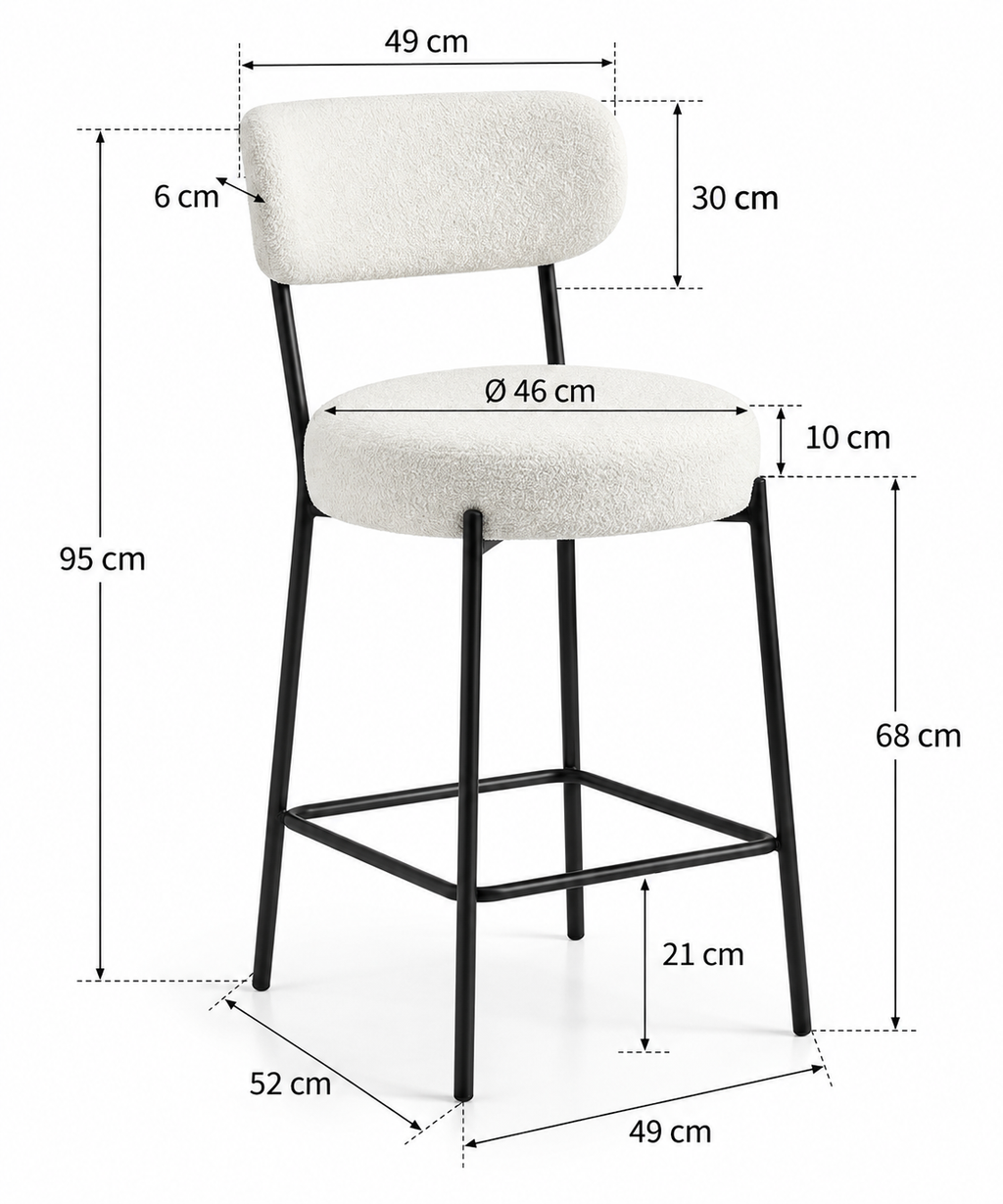 Tabouret de Bar Bouclette Crème – Évora