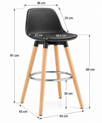 Tabouret de Bar Bois & Assise Noire – Maïko
