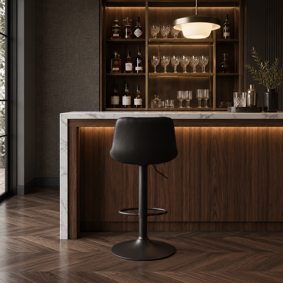 Tabouret de Bar Noir Capitonné – Velmora