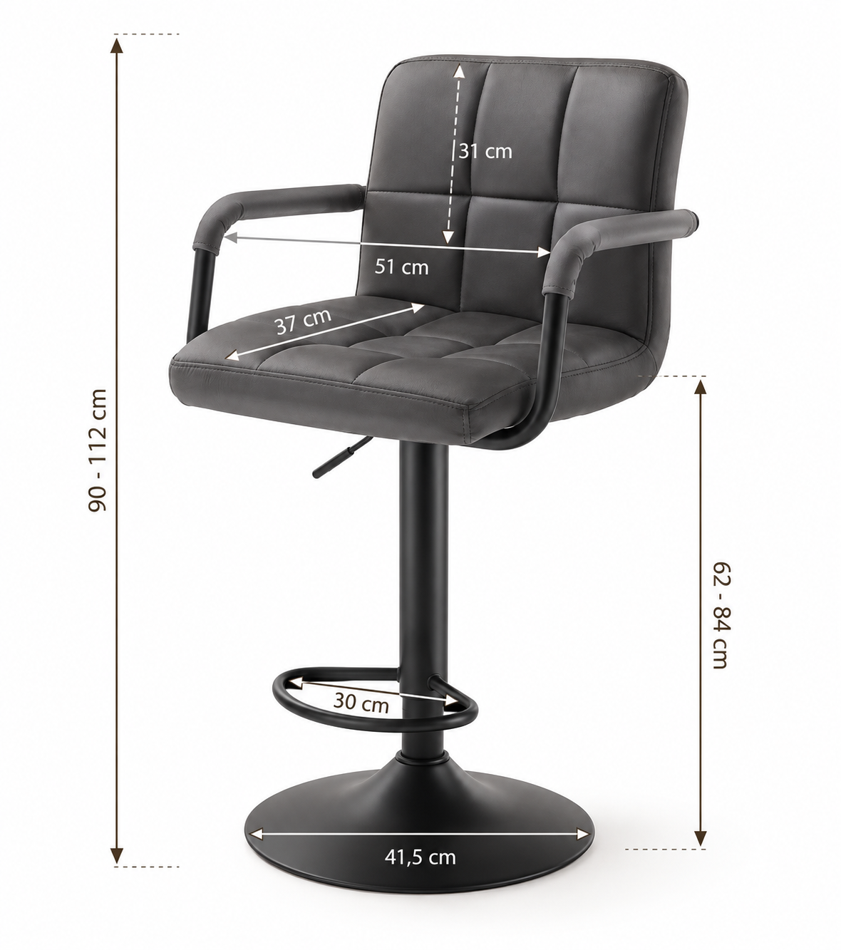 Tabouret de Bar Velours Gris Capitonné – Avelio