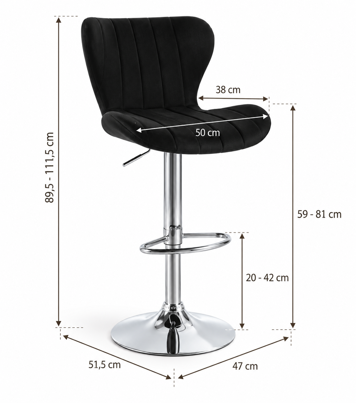 Tabouret de Bar Noir Capitonné – Novaro