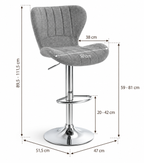 Tabouret de Bar Tissu Gris Pivotant – Elvano