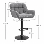 Tabouret de Bar Tissu Gris avec Accoudoirs – Calenzo