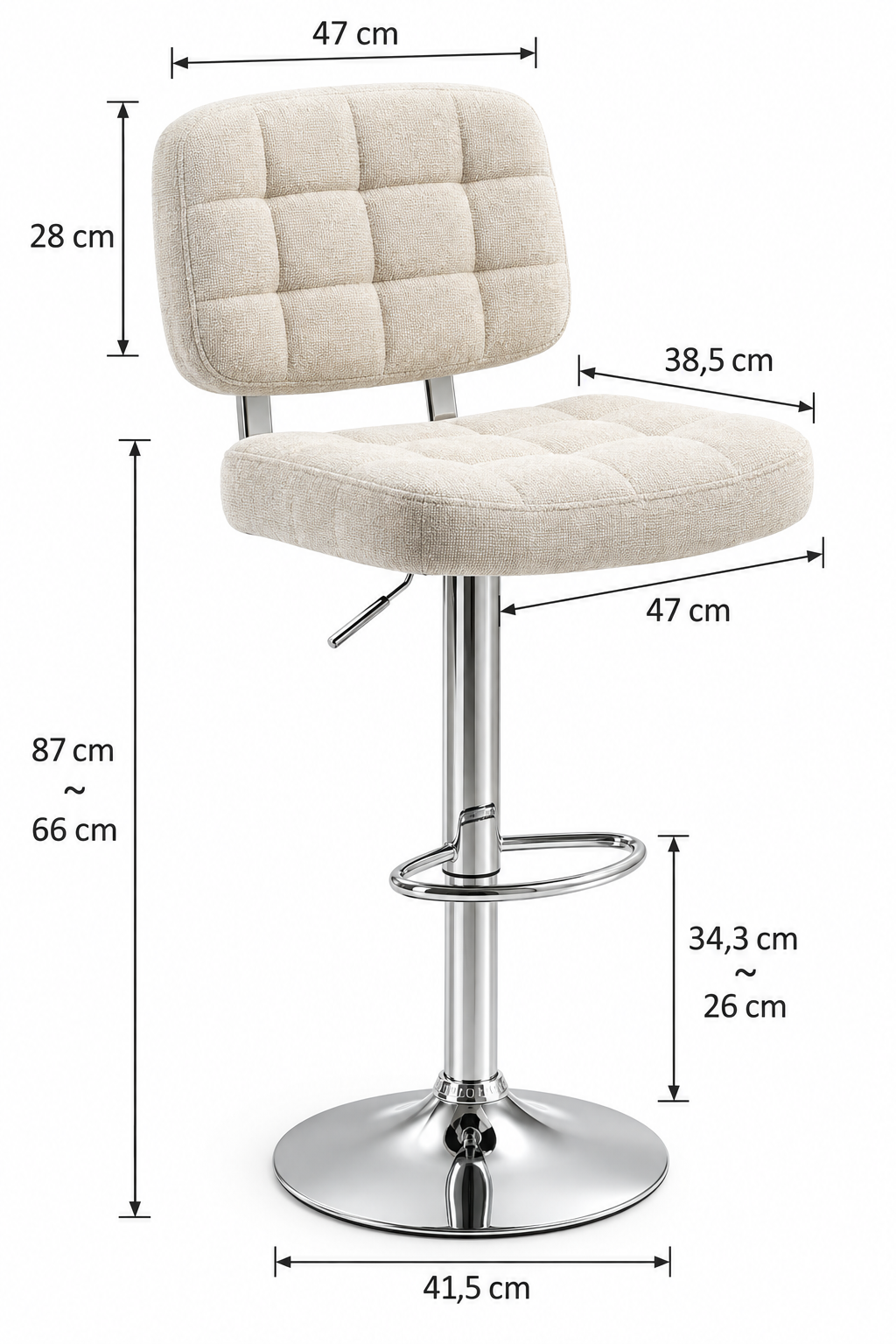 Tabouret de Bar Bouclette Beige Capitonné – Norello